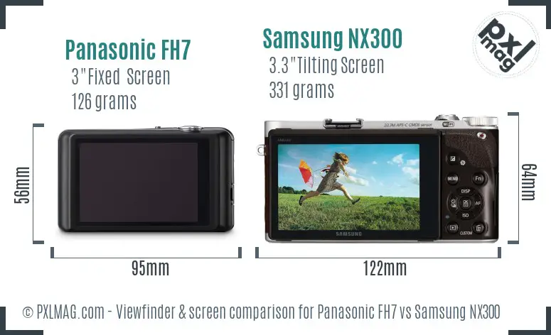 Panasonic FH7 vs Samsung NX300 Screen and Viewfinder comparison Panasonic FH7 vs Samsung NX300 Screen and Viewfinder comparison