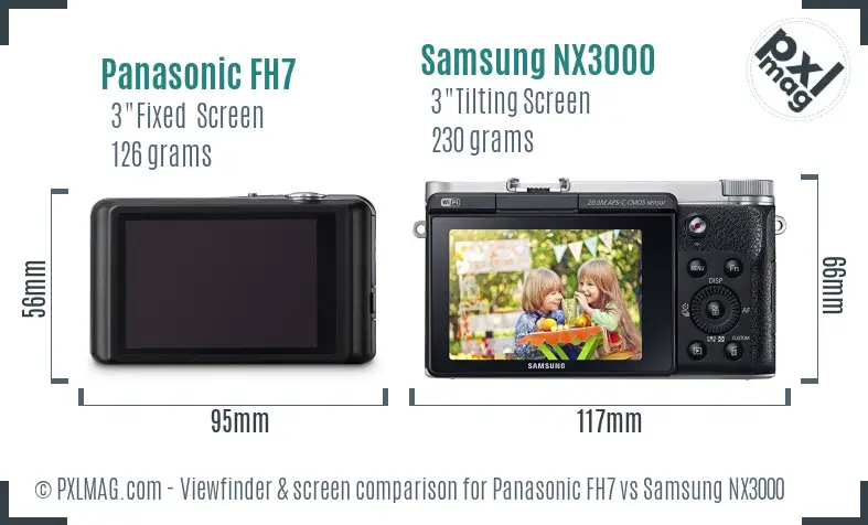 Panasonic FH7 vs Samsung NX3000 Screen and Viewfinder comparison