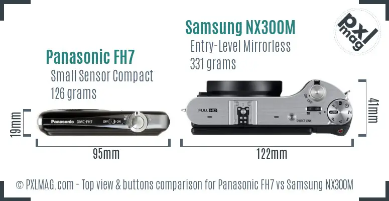 Panasonic FH7 vs Samsung NX300M top view buttons comparison
