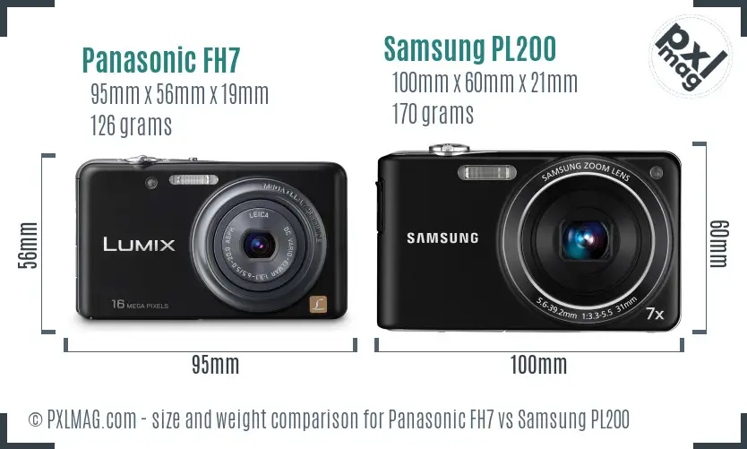 Panasonic FH7 vs Samsung PL200 size comparison