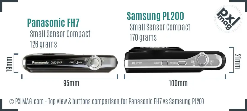 Panasonic FH7 vs Samsung PL200 top view buttons comparison