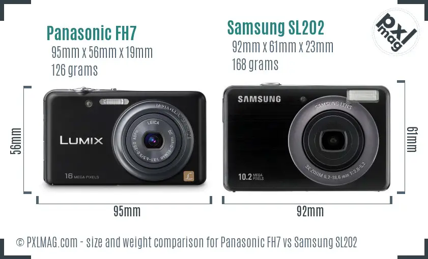 Panasonic FH7 vs Samsung SL202 size comparison