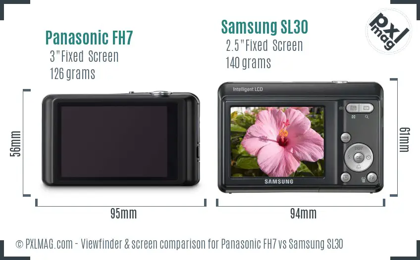 Panasonic FH7 vs Samsung SL30 Screen and Viewfinder comparison