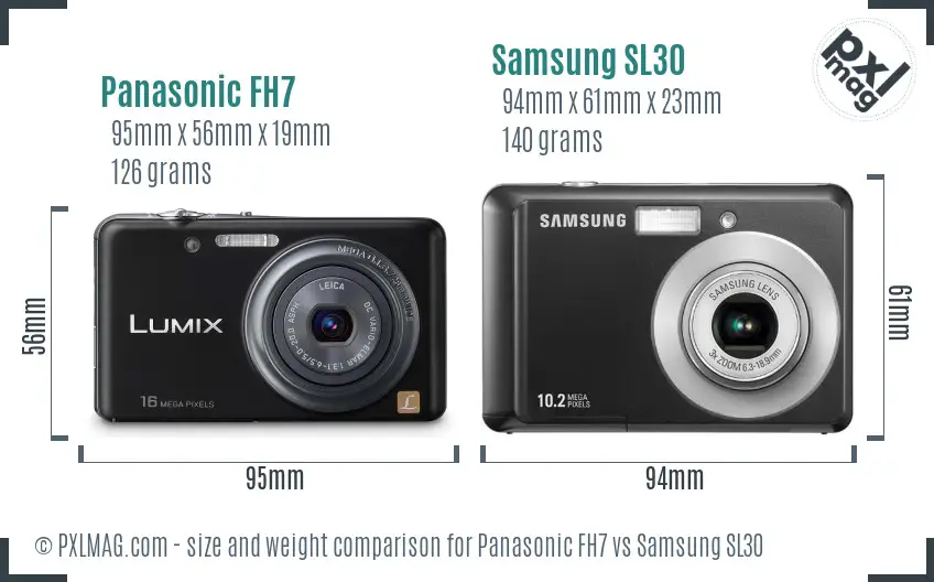 Panasonic FH7 vs Samsung SL30 size comparison