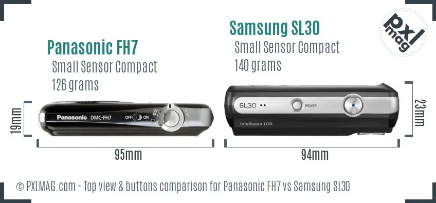 Panasonic FH7 vs Samsung SL30 top view buttons comparison