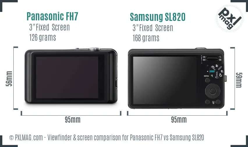 Panasonic FH7 vs Samsung SL820 Screen and Viewfinder comparison