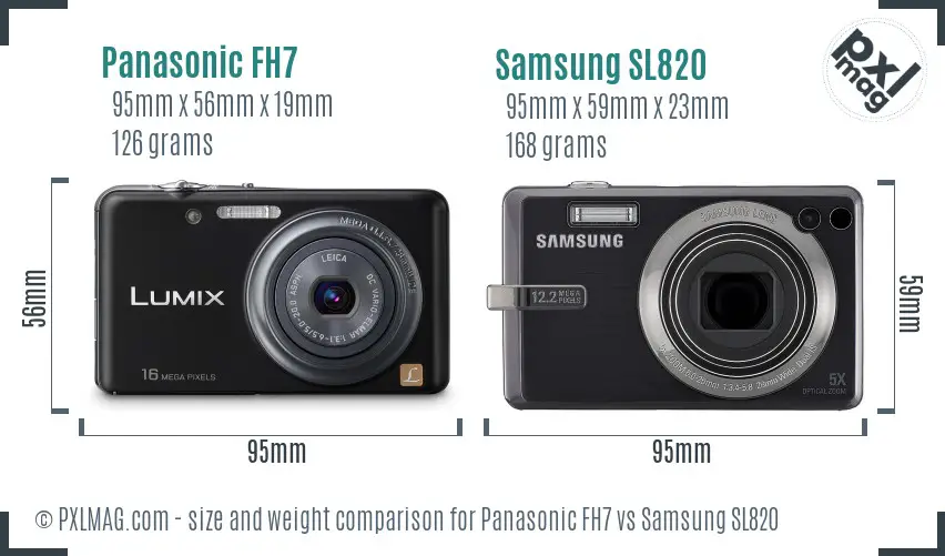 Panasonic FH7 vs Samsung SL820 size comparison