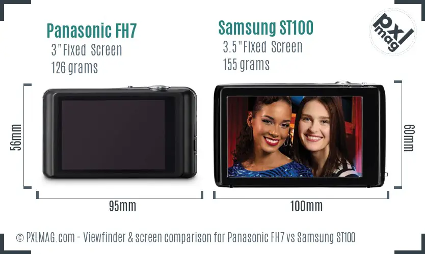 Panasonic FH7 vs Samsung ST100 Screen and Viewfinder comparison