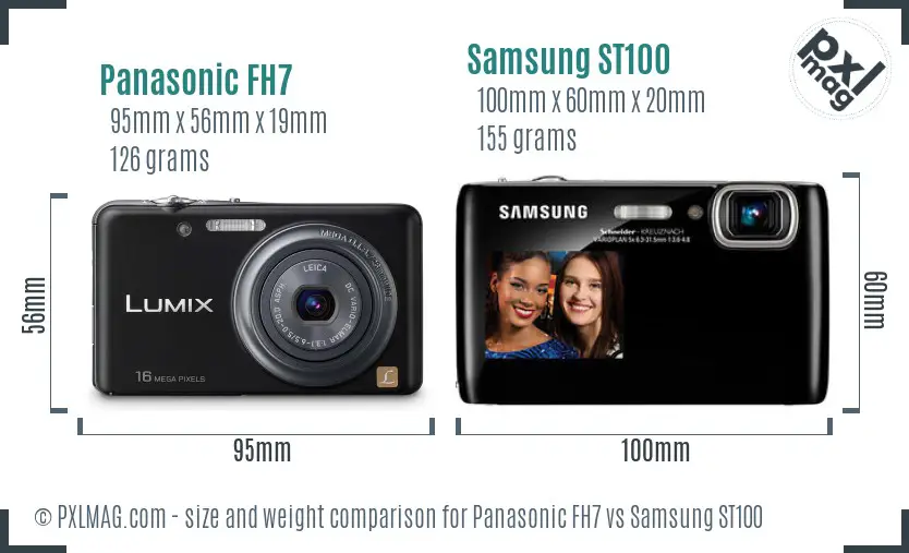Panasonic FH7 vs Samsung ST100 size comparison