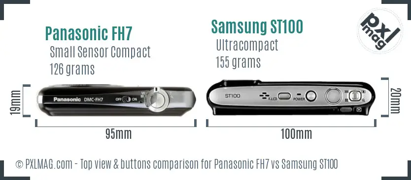 Panasonic FH7 vs Samsung ST100 top view buttons comparison