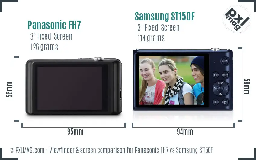Panasonic FH7 vs Samsung ST150F Screen and Viewfinder comparison