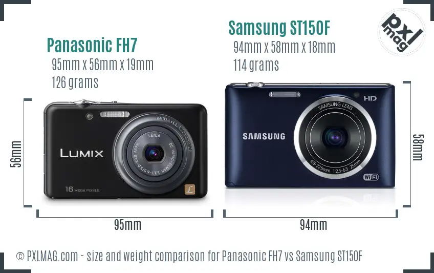 Panasonic FH7 vs Samsung ST150F size comparison
