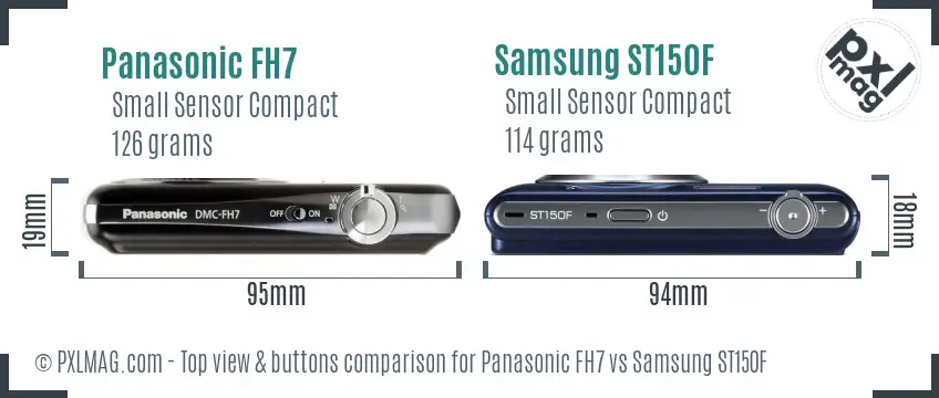 Panasonic FH7 vs Samsung ST150F top view buttons comparison