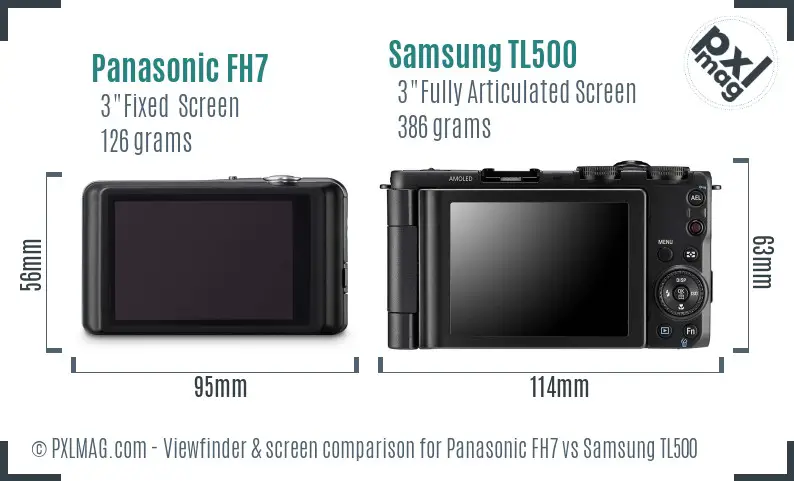 Panasonic FH7 vs Samsung TL500 Screen and Viewfinder comparison