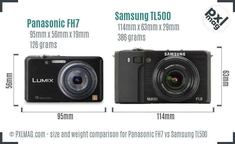 Panasonic FH7 vs Samsung TL500 size comparison