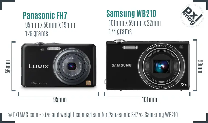 Panasonic FH7 vs Samsung WB210 size comparison