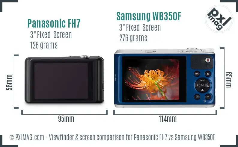 Panasonic FH7 vs Samsung WB350F Screen and Viewfinder comparison