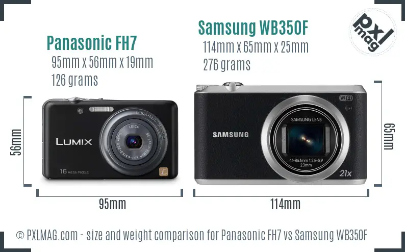 Panasonic FH7 vs Samsung WB350F size comparison