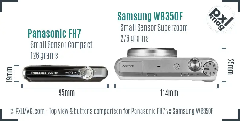 Panasonic FH7 vs Samsung WB350F top view buttons comparison