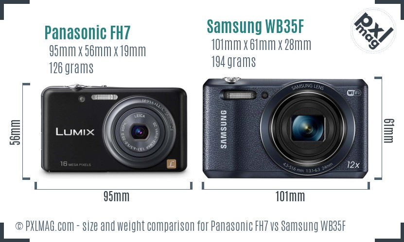 Panasonic FH7 vs Samsung WB35F size comparison