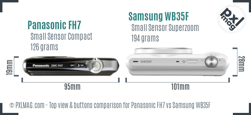 Panasonic FH7 vs Samsung WB35F top view buttons comparison