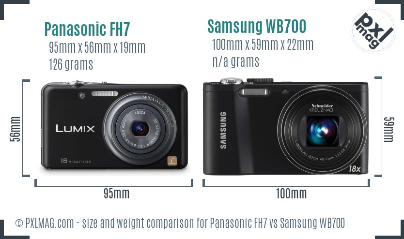 Panasonic FH7 vs Samsung WB700 size comparison