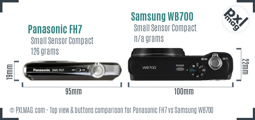 Panasonic FH7 vs Samsung WB700 top view buttons comparison