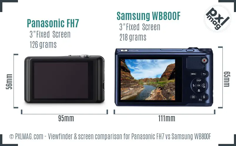 Panasonic FH7 vs Samsung WB800F Screen and Viewfinder comparison