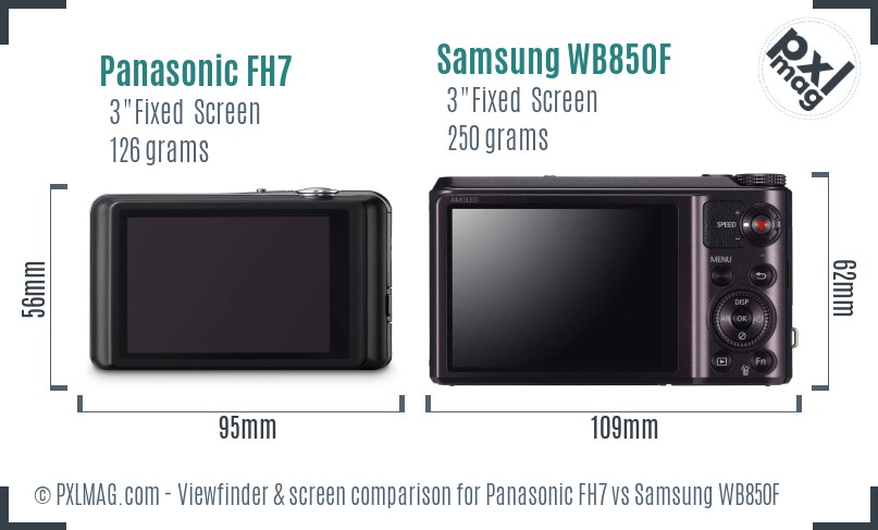 Panasonic FH7 vs Samsung WB850F Screen and Viewfinder comparison