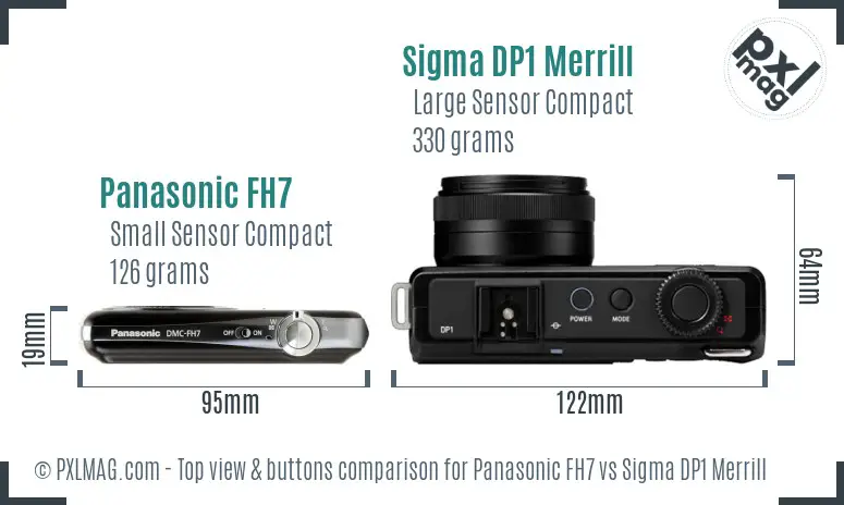 Panasonic FH7 vs Sigma DP1 Merrill top view buttons comparison