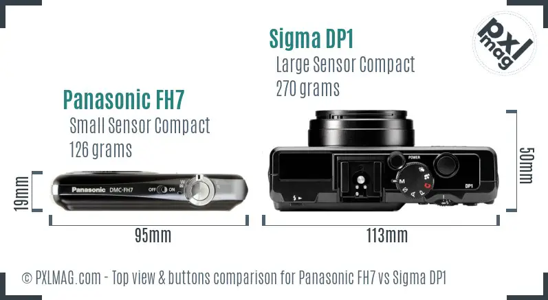Panasonic FH7 vs Sigma DP1 top view buttons comparison