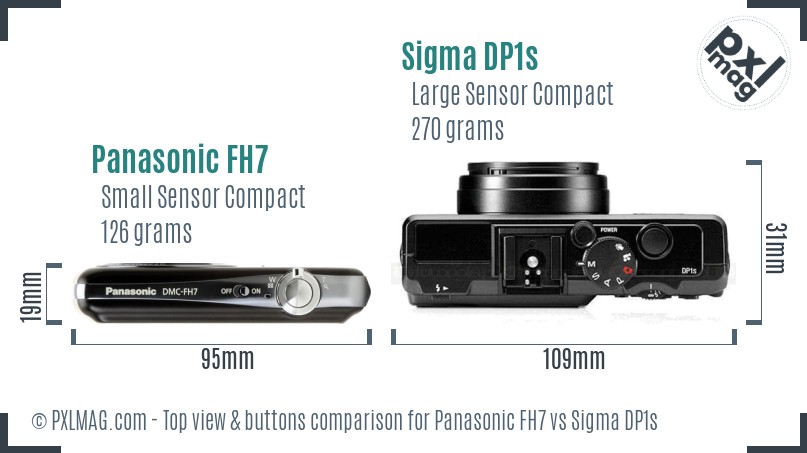 Panasonic FH7 vs Sigma DP1s top view buttons comparison