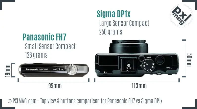 Panasonic FH7 vs Sigma DP1x top view buttons comparison