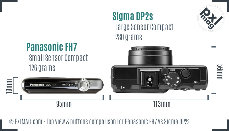 Panasonic FH7 vs Sigma DP2s top view buttons comparison