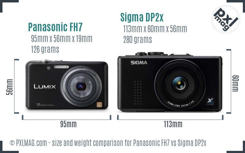 Panasonic FH7 vs Sigma DP2x size comparison