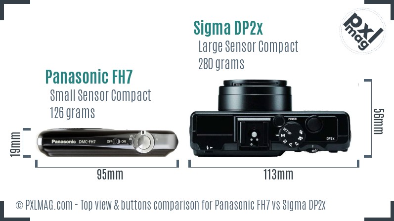 Panasonic FH7 vs Sigma DP2x top view buttons comparison