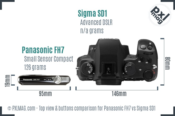 Panasonic FH7 vs Sigma SD1 top view buttons comparison
