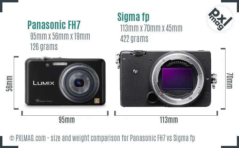 Panasonic FH7 vs Sigma fp size comparison