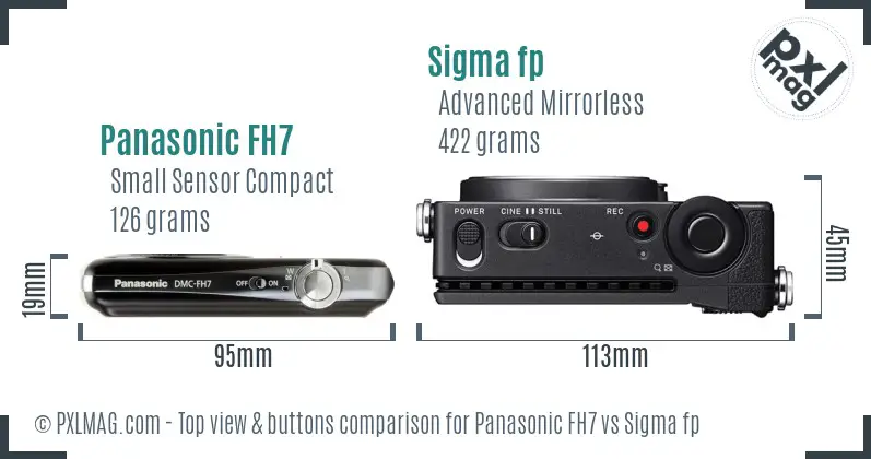 Panasonic FH7 vs Sigma fp top view buttons comparison