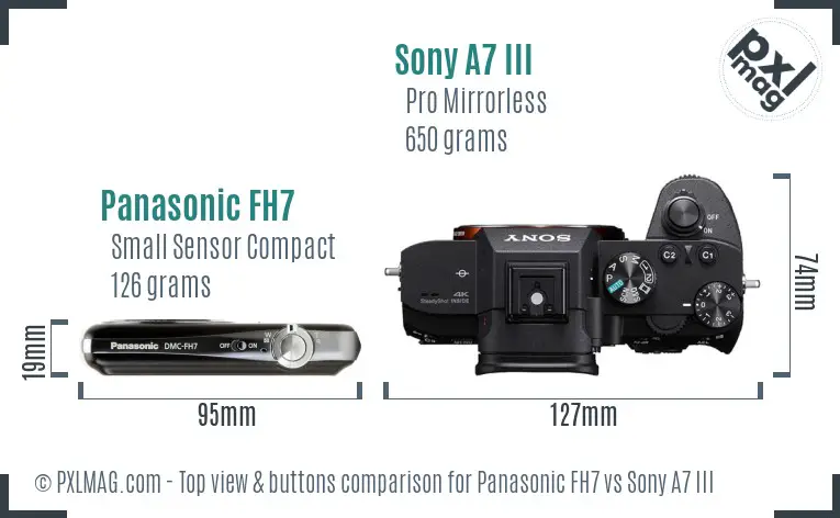 Panasonic FH7 vs Sony A7 III top view buttons comparison
