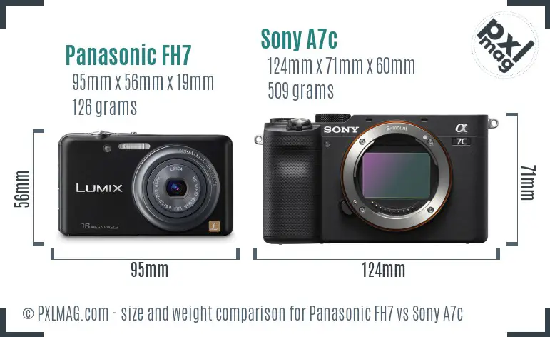Panasonic FH7 vs Sony A7c size comparison