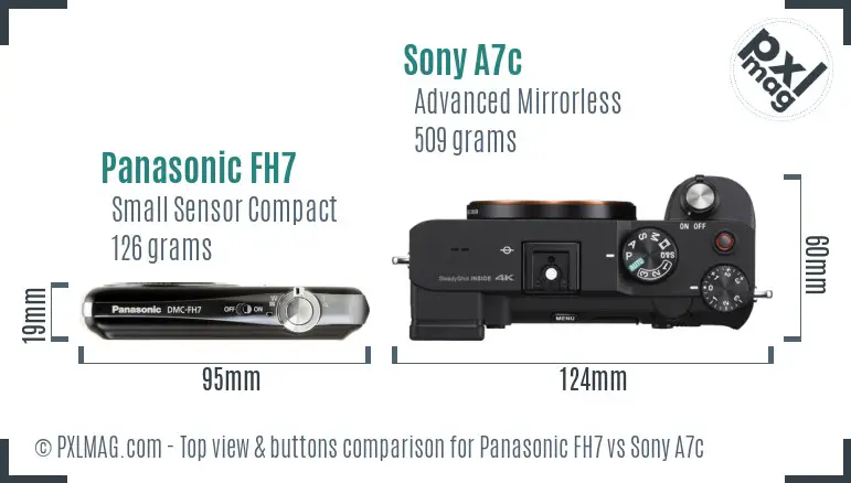 Panasonic FH7 vs Sony A7c top view buttons comparison