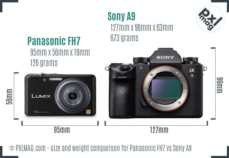 Panasonic FH7 vs Sony A9 size comparison