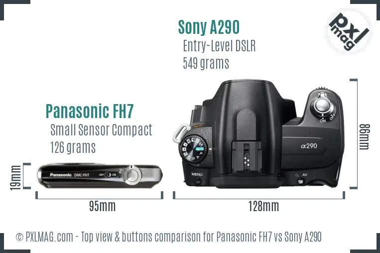 Panasonic FH7 vs Sony A290 top view buttons comparison