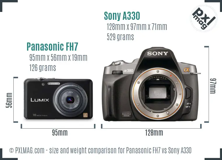 Panasonic FH7 vs Sony A330 size comparison