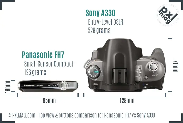 Panasonic FH7 vs Sony A330 top view buttons comparison