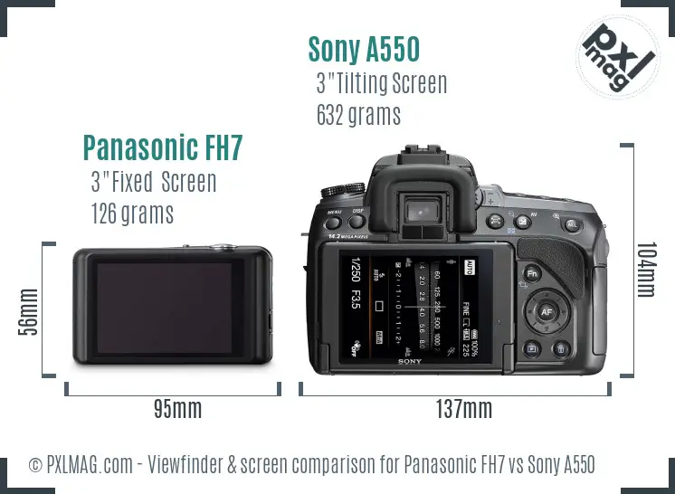 Panasonic FH7 vs Sony A550 Screen and Viewfinder comparison