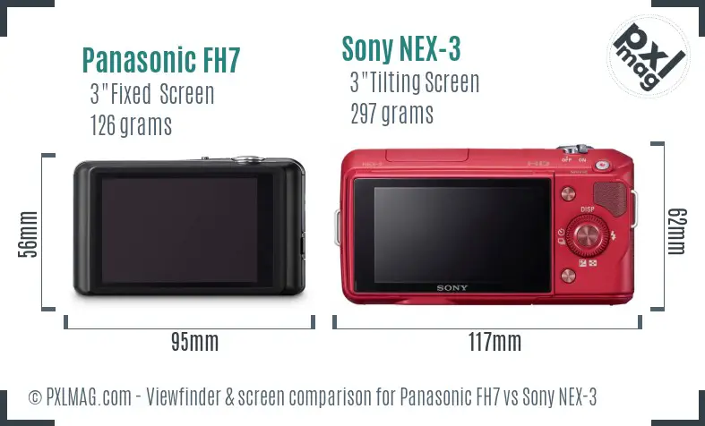 Panasonic FH7 vs Sony NEX-3 Screen and Viewfinder comparison