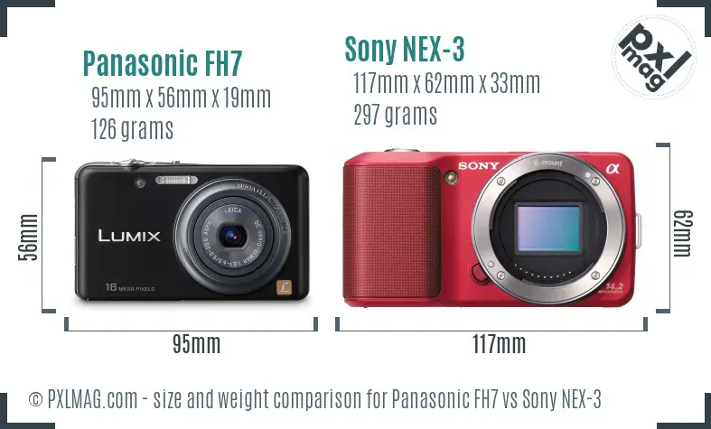 Panasonic FH7 vs Sony NEX-3 size comparison