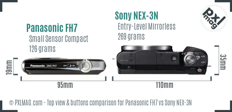 Panasonic FH7 vs Sony NEX-3N top view buttons comparison